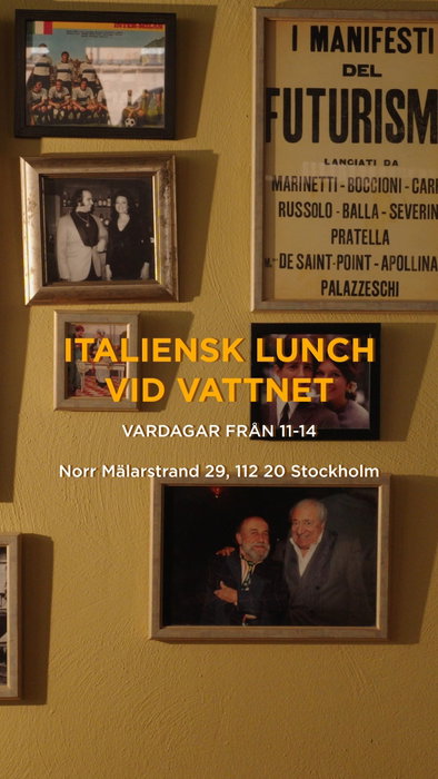 Lunch vid vattnet? Hos oss serverar vi italienska favoriter varje vardag från 11:30–14:30.
