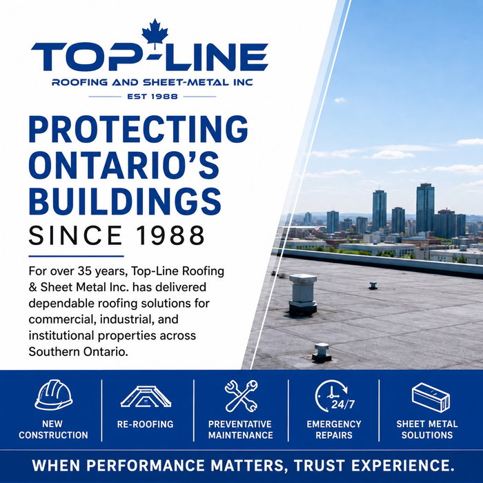 PROTECTING ONTARIO’S BUILDINGS SINCE 1988

A roof is one of the most valuable assets a building owner has. Since 1988, we’ve helped clients maximize roof performance, reduce downtime, and protect their investments.