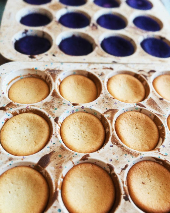 Blue House Cafe on Instagram: Ube or original mochi cakes, made by hand. Chewy in the middle, golden at the edge. Grab one and stay a while!