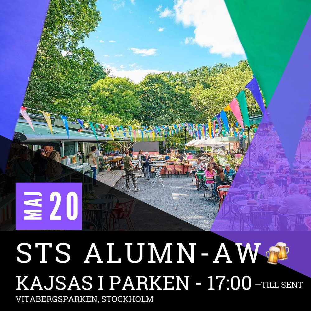 Sommaren knackar på – dags att öppna dörren! ☀️🍻
Häng med på årets STS Alumn-AW på Kajsas i Parken den 20/5 från 17ish. Vi ses efter jobbet, beställer in något kallt och kickstartar sommaren ihop. Kom när du kan – stanna så länge du orkar (eller vågar).
✏️Anmäl dig gärna via länken i bion, bara så vi får ett hum om hur många platser vi ska reservera. Du är givetvis välkommen även om du missat att anmäla dig.
Vi ses där! 🍻💛