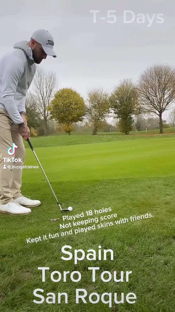 T-5 Days 

Today was 18 holes of relaxed golf, didn’t keep score. Me and a few friends played skins which was fun but also creates a few moments that are relative to tournament golf. 

Then in afternoon evening spent time with family distracting myself from golf to avoid burn out. 

#golf #golftiktok #golfer #golflife #pgapro #golfcoach #assistantprofessional #tourgolfer #tourlife #progolfer #titleist #golfpride #practicemakesperfect #meaningfulpractice #addidas #addidasgolf