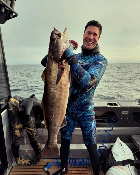 Not bad for @skeeturr second Seabass ever. 3 shots, 2 fish, 1 day… Looking good Andrew, the smile says it all 🥂