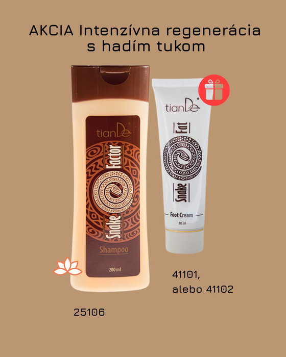 🐍✨ AKCIA 1+1 ✨🐍 Šampón s hadím tukom + krém na ruky ALEBO na nohy ZADARMO 🎁 Pre poškodené a lámavé vlasy s rozštiepen