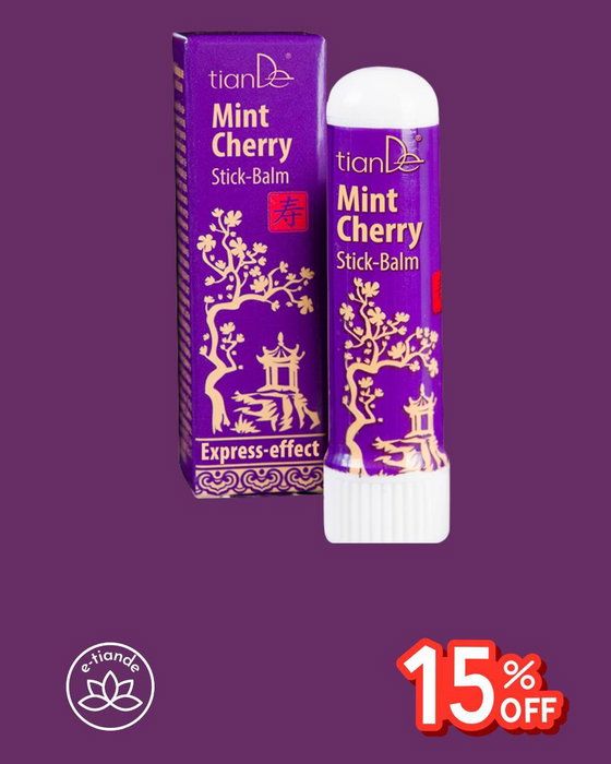 **Upchatý nos? Stačí pár nádychov. 🍒🌿** Nosná inhalačná tyčinka TianDe s višňou a mätou – mentol, eukalyptus a borneol