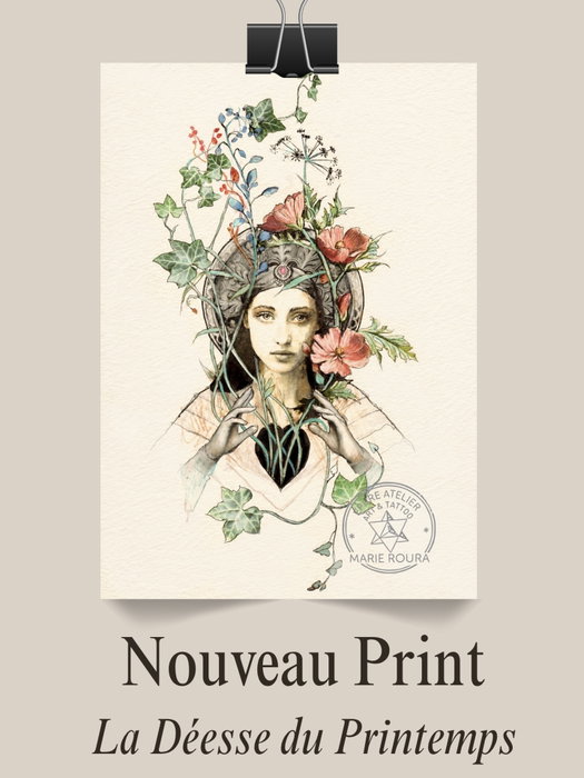 La Déesse du Printemps// Nouveau print format A4 (21×29,7)
Impression sur papier d’art naturel ecore