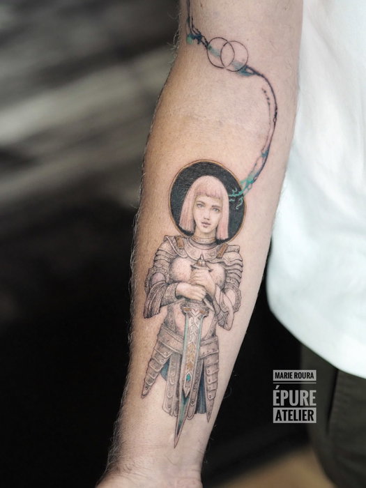 Le projet de Joël pour son 4eme tatouage ici. Une guerrière Atlante. Tatoué avec @judicael.epureatel
