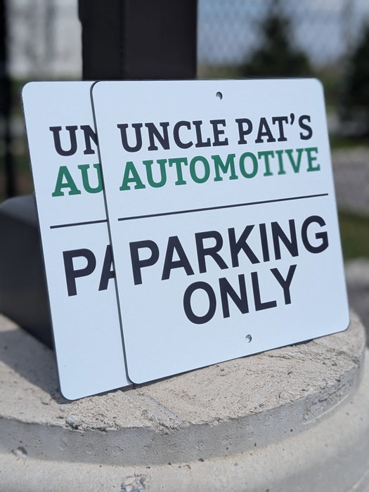 Custom Aluminum Signs:
- Ideal for parking signage, very good with UV exposure a