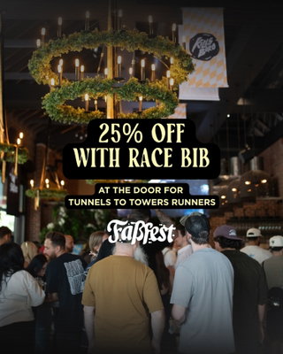 If you’re running Tunnel to Towers on Sunday, bring your bib over afterward and you’ll get 25% off at the door. Faßfest runs 11:30 a.m. to 3