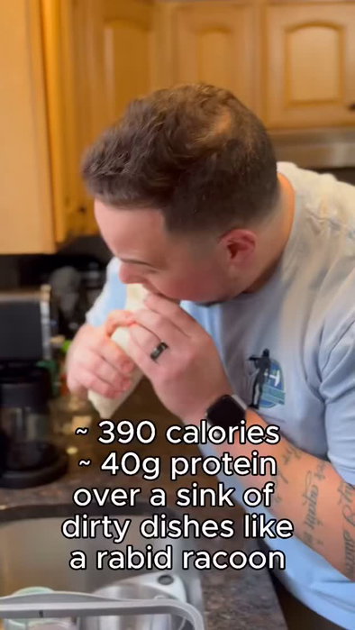 Lets be real, calories, protein, and carbs are all the same. 

Whether they are eaten over the sink…