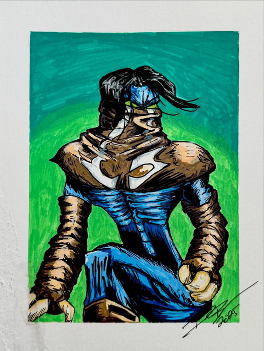 Torn from divinity, stitched together by rage.
Raziel, rendered in ink, charcoal, and acrylic marker…