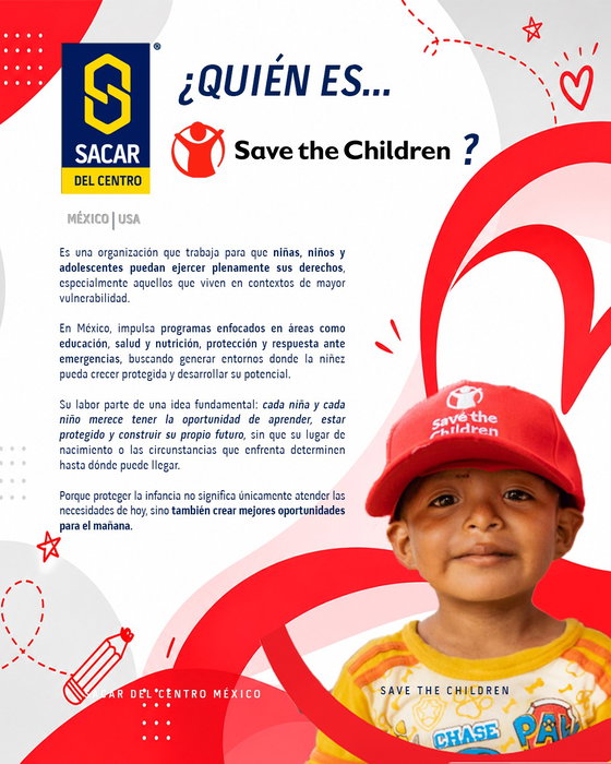 Conocer una causa es importante. Formar parte de ella puede transformar una historia. ❤️

En Sacar del Centro México creemos que nuestro impacto también puede llegar más allá de la industria. Por eso, a través del programa de patrocinio de @savethechildren_mx, nos sumamos como Defensores de la Niñez.👶👧👦

Esta iniciativa contribuye a recuperar espacios y convertirlos en entornos seguros, acondicionar escuelas en condiciones dignas y favorecer que más niñas y niños aprendan a leer, escribir y puedan continuar estudiando.📚

Detrás de cada espacio recuperado existe algo mucho más importante: una niña o un niño que encuentra un lugar donde puede aprender, sentirse protegido y seguir construyendo su futuro.⚽️🤿

Hoy quisimos comenzar presentándote a la organización que está detrás de esta labor, porque queremos que también conozcas las causas que decidimos acompañar.

💛 Ser Defensores de la Niñez significa apostar por espacios seguros, educación y oportunidades que puedan permanecer mucho más allá de nuestra aportación.