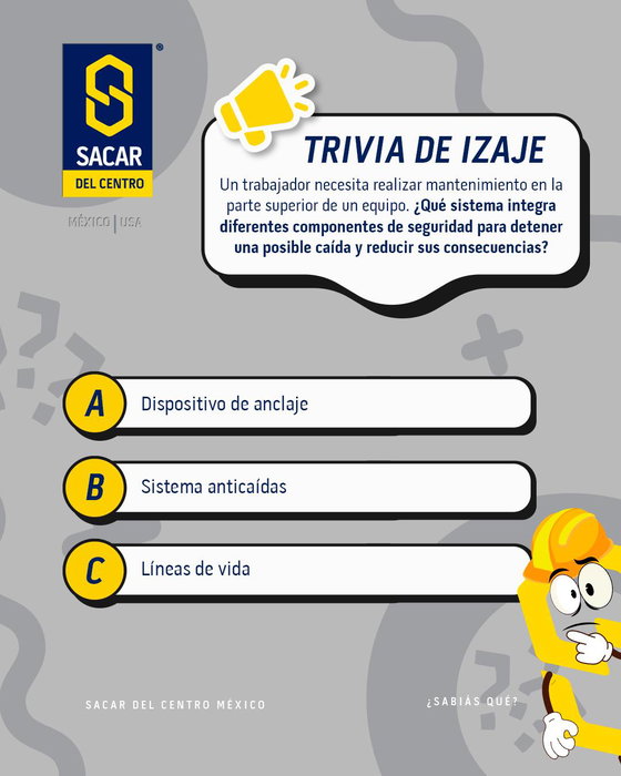 Trabajar en altura cambia por completo las condiciones de una tarea. 👀🦺

Imagina este escenario: necesitas realizar mantenimiento en la parte superior de un equipo y existe riesgo de caída.🏗

Sabemos que existen diferentes elementos y soluciones relacionados con el trabajo en altura, pero… ¿cuál de estas opciones elegirías específicamente para proteger al trabajador ante una posible caída?🤓

🔵 A) Dispositivo de anclaje
🔵 B) Sistema anticaídas
🔵 C) Líneas de vida

💬 Déjanos tu respuesta en los comentarios: A, B o C.

No revelaremos la respuesta todavía. 👀 En nuestra próxima publicación te explicaremos cuál es la correcta y qué función cumple dentro de una operación en altura. ¡Suerte! 😉