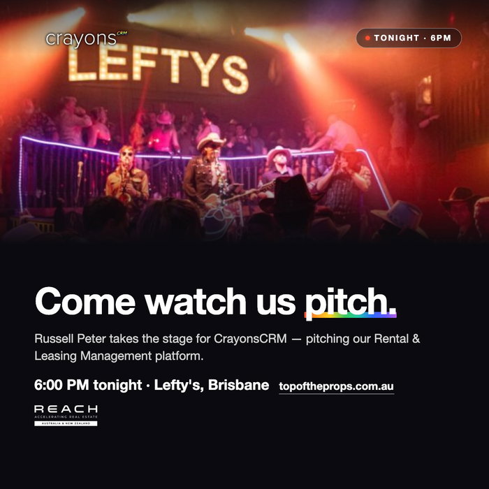 It's tonight. 🎤 Our co-founder Russell Peter takes the stage at Top of the Props to pitch CrayonsCRM — the AI-powered l