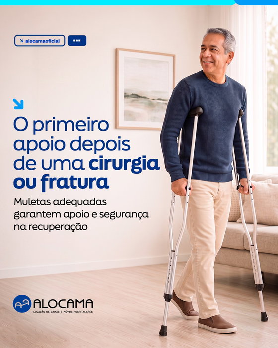 Muletas bem ajustadas fazem diferença real na recuperação de fraturas e cirurgias ortopédicas.
Elas oferecem apoio para