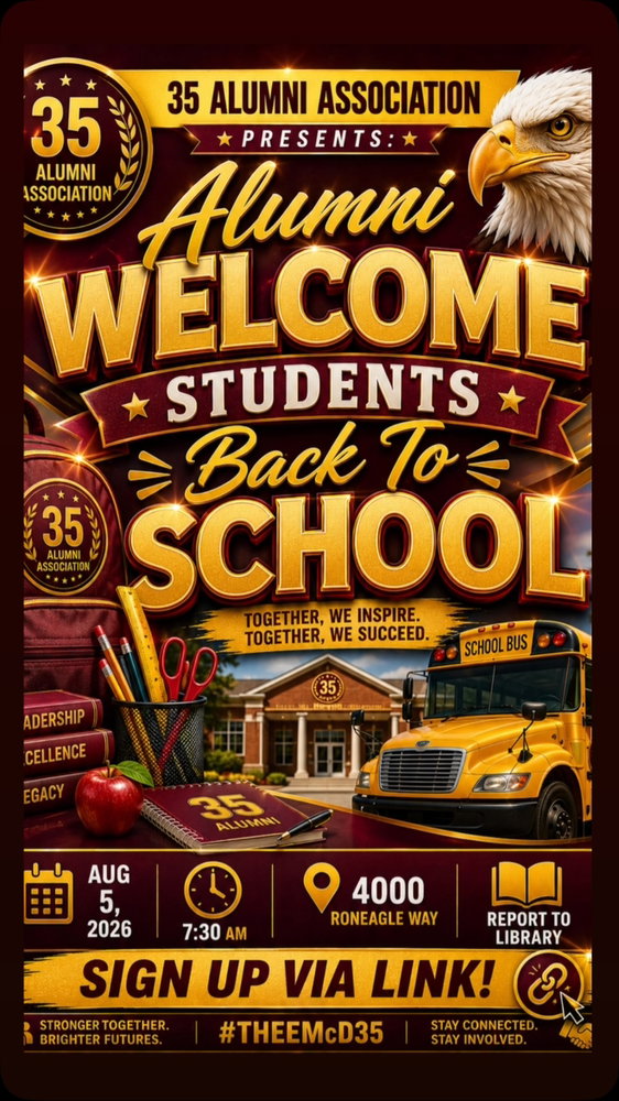 🦅 Calling All Roneagle Alumni! 🦅

The McDonogh 35 Alumni Association is inviting alumni to sign up to help greet and welcome our students back to school!

Join us as we line the halls, cheer on our students, and show them the love and support of the Roneagle family as they begin a new school year.

Let’s make their first day back one to remember and remind them that they have an entire community behind them.

📌 Sign up today to participate in our Welcome Back Student Greeting!

LINK IN BIO

A Choice, Not an Echo. Once a Roneagle, Always a Roneagle!