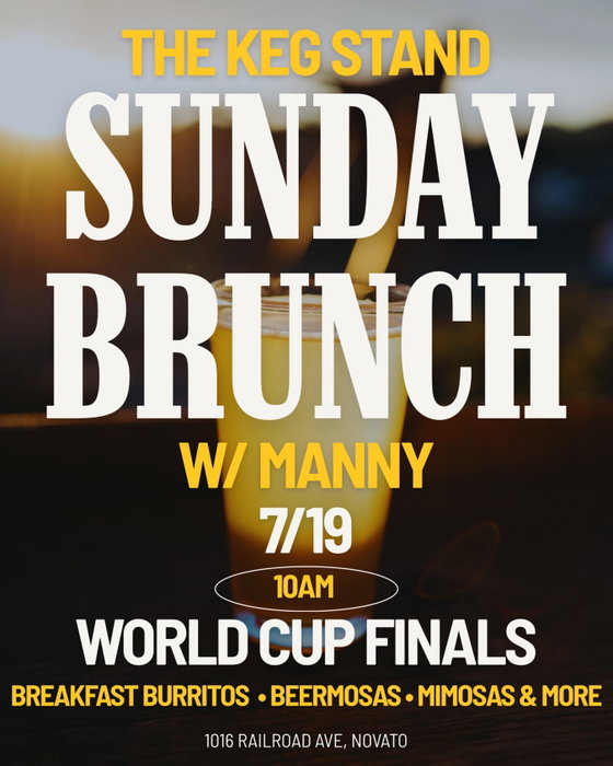 **Special hours notice**
Join us this Sunday for brunch starting at 10 AM & The World Cup Finals.
Beermosas, Mimosas, Breakfast Burritos & More! 🍾🍺🌯🍳 ⚽️ 🏆