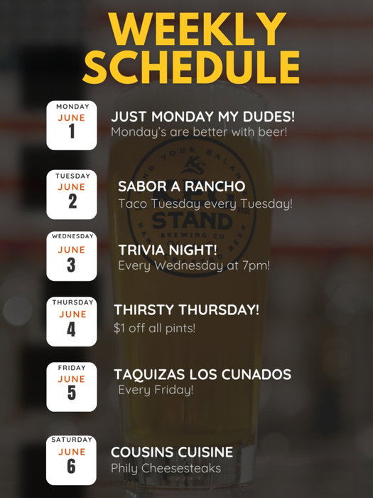 What day are you coming out for? 🍺 🌮 🥪