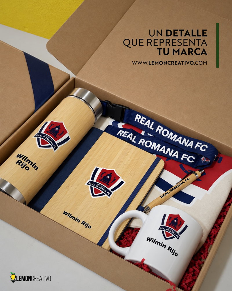 ⚽ Un kit para llevar los colores de Real Romana FC a todas partes. Personalizamos el termo, la libreta, el lapicero, el 