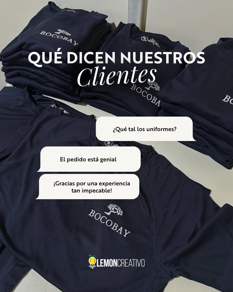 Cuando el uniforme habla por la marca 👕✨ Así quedó esta producción de polos personalizados para Bocobay, trabajados con