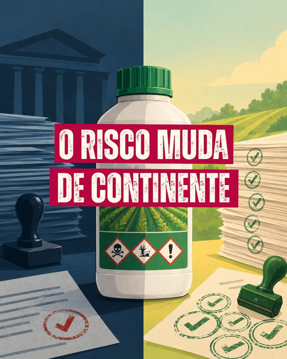 O Brasil está entre os cinco maiores produtores e exportadores de agroalimentos do mundo e também está entre os países que mais utilizam agrotóxicos. Essa combinação aponta para um modelo de produção marcado por grandes desigualdades na distribuição dos riscos.
Um mesmo agrotóxico pode ser proibido em um país e continuar autorizado em outro, dependendo das regras adotadas e dos critérios utilizados para avaliar seus riscos. Essas diferenças regulatórias não são apenas uma questão técnica: elas também produzem desigualdades de proteção entre países e populações.
Fico especialmente feliz em ver que pesquisas mais recentes continuam retomando e aprofundando questões que venho investigando há anos, isso nos fortalece. Em artigo publicado em 2025 na Frontiers in Toxicology, a pesquisadora Juliana E. Perobelli recupera dados e discussões presentes em minha pesquisa sobre as diferenças regulatórias entre Brasil e União Europeia e discute seus impactos para a saúde humana e ambiental.

📊 Cerca de 30% dos agrotóxicos utilizados no Brasil são proibidos na União Europeia.

📊 Para alguns agrotóxicos e determinadas culturas, os limites máximos de resíduos permitidos no Brasil podem ser até 400 vezes superiores aos estabelecidos na União Europeia.

📊 A pulverização aérea de agrotóxicos é proibida na União Europeia desde 2009, enquanto permanece permitida no Brasil.

Esses dados indicam aquilo o que chamo de Colonialismo Químico: uma estrutura em que os riscos associados à produção agrícola são distribuídos de maneira desigual entre países, territórios e populações.

A pesquisa científica tem um papel fundamental em tornar essas desigualdades visíveis e em questionar um modelo que normaliza diferentes níveis de proteção para diferentes populações.

Referência:Perobelli, J. E. Pesticides and public health: discussing risks in Brazilian agro-industrial growth. Frontiers in Toxicology, 2025.