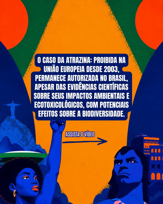 O Caso da Atrazina: Proibida na União Europeia desde 2003, permanece autorizada no Brasil, apesar das evidências científicas sobre seus impactos ambientais e ecotoxicológicos, com potenciais efeitos sobre a biodiversidade.

Um pouco da minha fala no 78ª Reunião Anual da SBPC, o maior evento científico da América Latina!