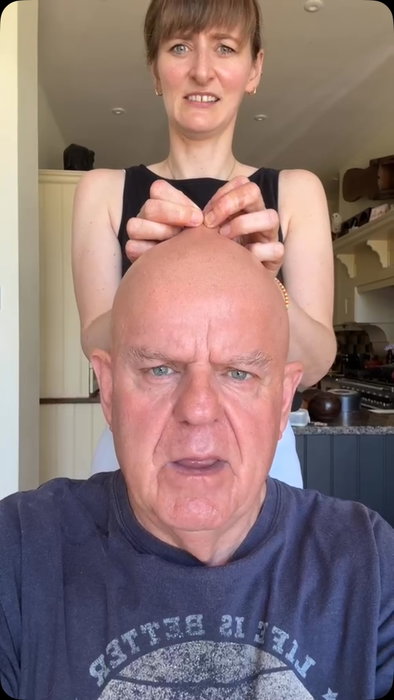 Happy Father’s Day to the best Dad and model I could ask for. Thanks for endlessly championing me and for all that you have done for us. Sending so much love to those who are missing their dads, those who never knew them, and anyone with a complicated relationship with fatherhood too.  Products used:  I used PAM’s “Really useful vinyl bald cap” from @pam_london.
Mel Pax paints by @melproductsusa. Skin illustrator for the colouring ALWAYS by @ppipremiereproducts. “Matt that” by @alliedfxco to remove shine. Thanks to @adrian_rigby for imparting his bald cap knowledge so generously and the recommendation of products. You are the bald cap 👑