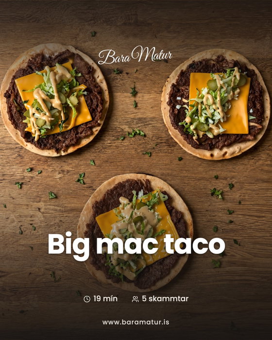 BigMac Taco 🌮
Flettu fyrir uppskrift 👉🏼

Uppskriftina má finna inn á www.baramatur.is. Þar býrðu til aðgang frítt og 