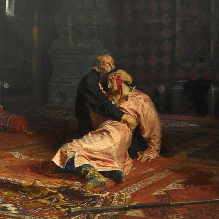 Ivan the Terrible and his son Ivan, painted by Ilya Repin.