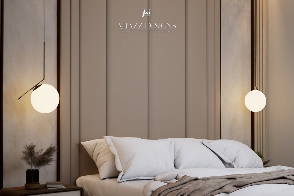 A complete master bedroom renovation in MBZ, Musaffah, Abu Dhabi, designed and executed by Ahazz Designs. Every detail w