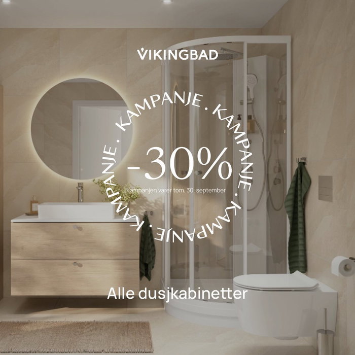 Septemberkampanje på toaletter og dusjkabinett fra Vikingbad, -30%🎉🤩

Velkommen innom oss!🤩