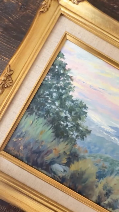 “Dawn at Preacher’s Rock” now complete in its vintage frame. ✨

Discovered the b