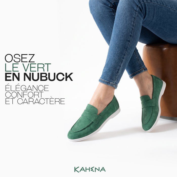 Élégance, confort et caractère : osez le vert en nubuck.
www.kahena.tn