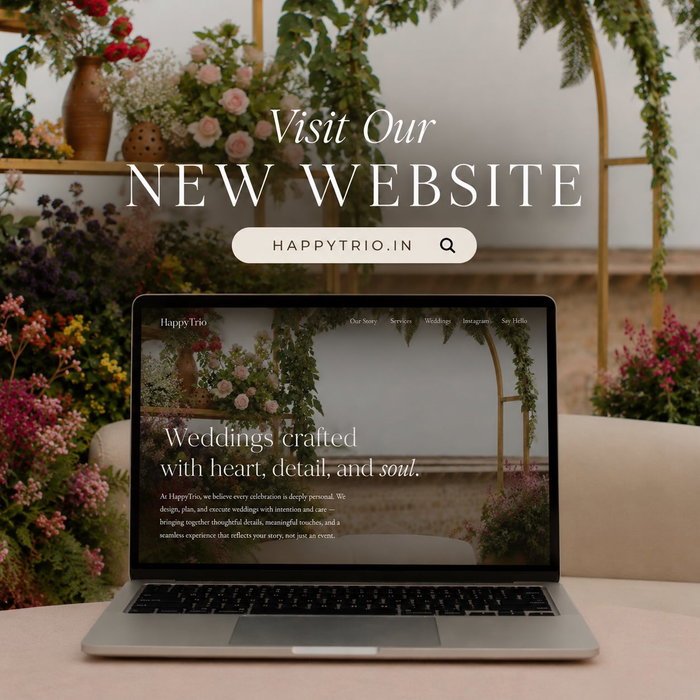 A little milestone for us. 🤍 Announcing www.happytrio.in 🤎

For years, we’ve poured our hearts into creating weddings that feel personal, thoughtful, and deeply meaningful. Today, we finally have a place on the internet that reflects the same.

We’re excited to share the launch of the HappyTrio website—a space where you can get to know us a little better, explore our work, understand how we approach celebrations, and see the stories we’ve been fortunate enough to be a part of.

This is just the beginning. We’ll keep adding more weddings, more ideas, more inspiration, and more of who we are as we grow.

We hope you’ll take a look around, and perhaps, if our work resonates with you, let us be a small part of your story too.

Welcome to HappyTrio. 🌿✨