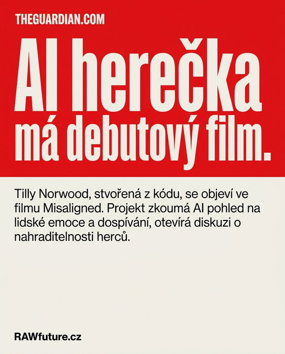 AI herečka Tilly Norwood si zahraje v novém filmu Misaligned. Studio Particle6 o