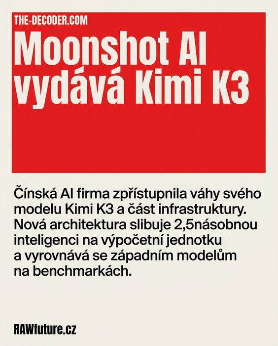 Moonshot AI uvolnil váhy svého modelu Kimi K3. Nová architektura přináší 2,5náso