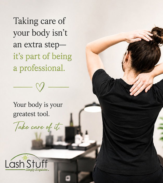 💚 LASH ARTISTS: YOUR BODY IS YOUR MOST IMPORTANT TOOL 💚 Long days, detailed work, and hours spent leaning over clie...