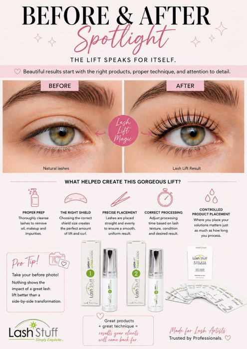 ✨ BEFORE & AFTER SPOTLIGHT ✨ A beautiful lash lift doesn't happen by accident. It's the combination of the right prod...