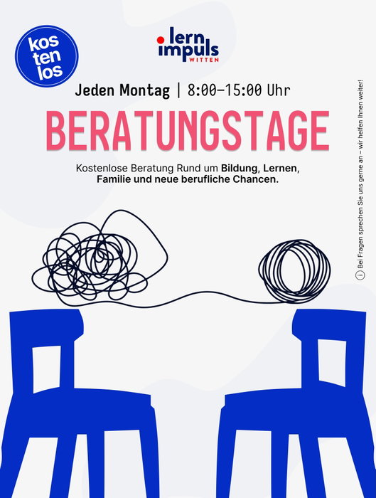 Kostenlose Beratung für Bildung, Lernen, Familie und neue berufliche Chancen. 💙