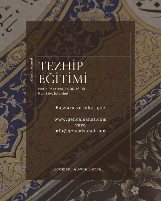 Gencal Sanat Instagram paylaşımı: Merhaba, önümüzdeki ay itibari ile yeni tezhip eğitimi dönemi başlıyor. İlgilenenler instagram mesaj kutusu ve…
