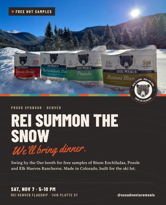 Summon the snow. We’ll bring dinner. ❄️🔥

We’re sponsoring the @rei Summon the Snow event at the Denver Flagship store. Come find the Os…