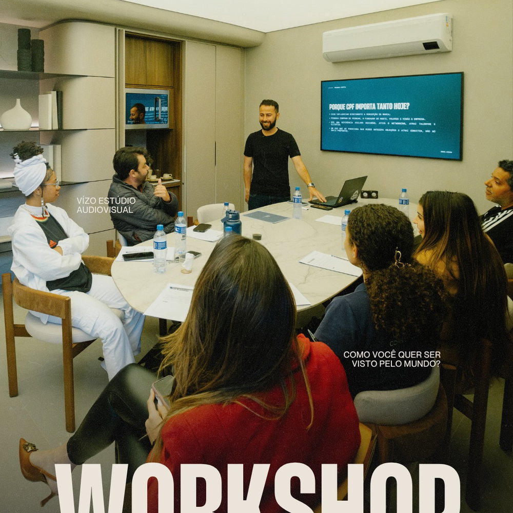 🔵 “Como você quer ser visto pelo mundo?”
Foi com essa pergunta que começamos nosso primeiro workshop.
Durante uma man
