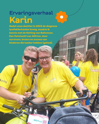 Nadat onze dochter in 2023 de diagnose lymfeklierkanker kreeg, maakte ik kennis met de Ketting van Ballonnen. Een fietstocht van 400 km. doo