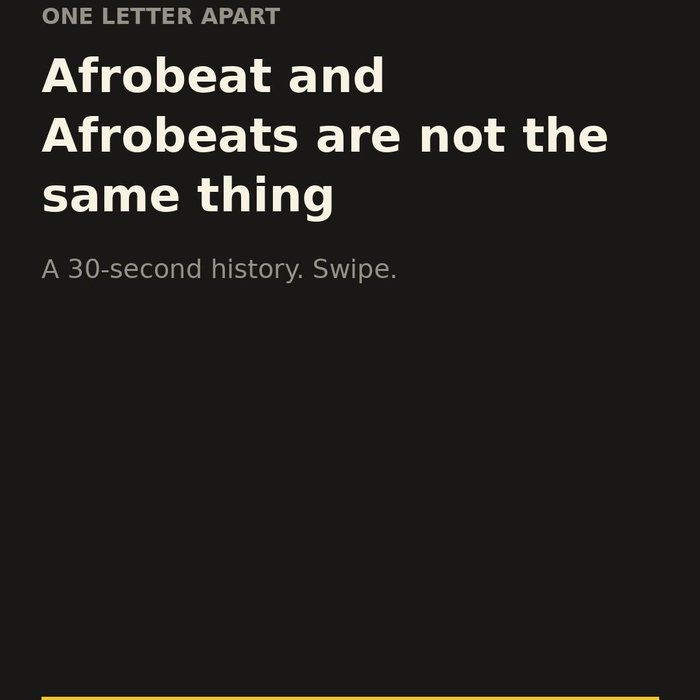 AfroSync on Instagram: Afrobeat and Afrobeats are not the same thing. One letter, fifty years of history.
Save this and wi