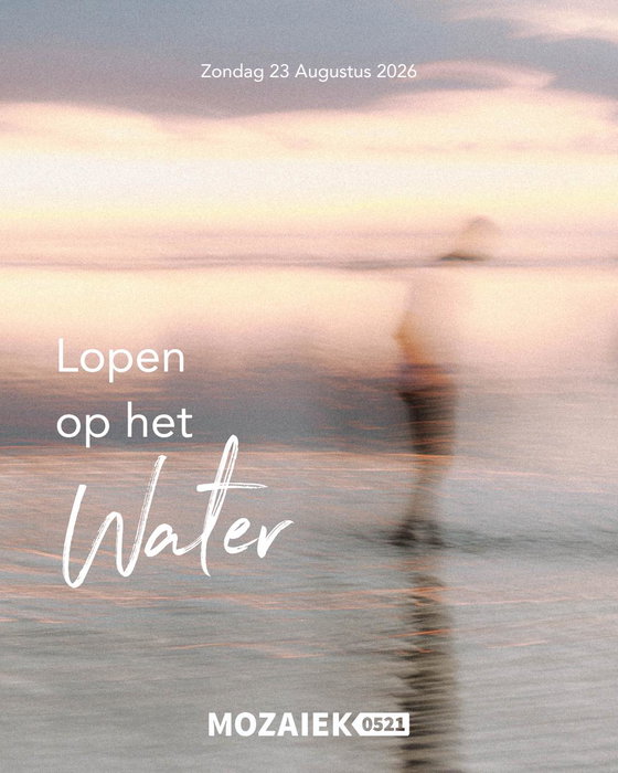 De vakantie is voorbij, het gewone leven begint voor velen weer. Misschien voelt dat even als omschakelen, maar één ding blijft: God gaat met ons mee!
Zondag is het weer tijd voor een mooie dienst! 🙌🏼

Deze zondag zal Maarten Vogelaar ons meenemen in het thema “Lopen op het water”. We kijken ernaar uit wat hij met ons zal delen! 🙏

Na de vakantie komen we weer samen om God te aanbidden en groot te maken, samen met onze worship band! 🤩

Van harte welkom, tot zondag! 👋

☕ Koffie, thee en ranja vanaf 10.30 uur
🕚 Start om 11.00 uur
📍 Dorpshuis de Schalle, Nijeveen
🤍 Kom zoals je bent