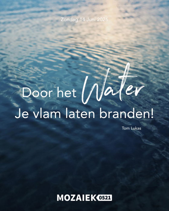 Yes, zondag is het weer tijd voor een mooie dienst en doopfeest! 🌊

Deze zondag gaat onze eigen Tom Lukas voor, hij zal ons meenemen in het thema “Door het water je vlam laten branden”. Dit onderwerp is natuurlijk niet zomaar, we gaan zondag namelijk dopen!🙏

Komende zondag laten 6 prachtige mensen zich onderdompelen in het water om daarna met Jezus weer op te staan. Wat een bijzonder moment, kom jij dit feest met ons meevieren?🙌🏼

☕ Koffie, thee en ranja vanaf 10.30 uur
🕚 Start om 11.00 uur
📍 Dorpshuis de Schalle, Nijeveen
🤍 Kom zoals je bent

*Tickets reserveren is niet nodig, maar zorg wel dat je op tijd aanwezig bent, we verwachten een vol huis!🤍