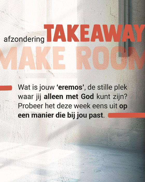 TAKEAWAY: Afzondering
Vandaag sprak @martijnrutgers over Afzondering. Afzondering helpt ons om opnieuw te luisteren, aanwezig te zijn en ons hart op God te richten. Wat is jouw stille plek waar jij alleen met God kunt zijn? Probeer het deze week eens uit op een manier die bij jou past!
Preek gemist? Je kunt deze binnenkort naluisteren via onze website en op Spotify.