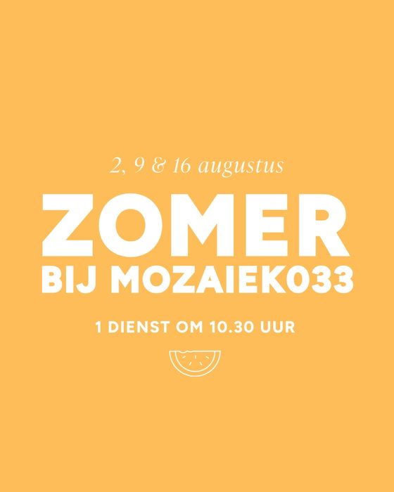 We hopen dat je geniet van een fijne zomervakantie, of het nu thuis is of vanaf de camping. 🏕️

We starten komende zondag zoals gewoonlijk om 09.30 uur en 11.45 uur. Onze eigen Marcel Koning spreekt opnieuw. Dit keer over het thema ‘Eerste liefde’.

In de zomer, vanaf 2 augustus hanteren wij drie weken lang ons zomerrooster. We heten je dan van harte welkom om 10.30 uur.