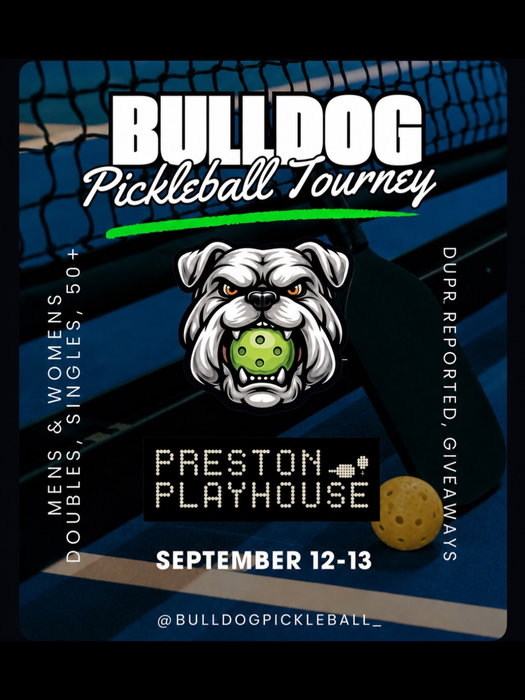 🐾🐶 THE BULLDOGS ARE TAKING OVER PRESTON PLAYHOUSE! 🏓🥒
We’re SO excited to bring Bulldog Pickleball to Preston Playhouse for the very first time! Join us September 12th & 13th for a weekend full of competition, fun, and of course… 🐾 BULLDOG ENERGY! 🐾
We’ve got ALL the divisions:
🐶 Men’s Doubles
🐶 Women’s Doubles
🐶 Gender Doubles
🐶 Singles
🐶 50+ Divisions
✨Sign up now at PickleballTournaments.com — link in bio & below!
💙 DM us for a Bulldog discount code!
Grab your partner, bring your best game, and come GET YOUR BULLDOG ON! 🐾🔥
We’ll see you on the courts! 🐶
https://pickleballtournaments.com/tournaments/bulldogs-at-the-playhouse