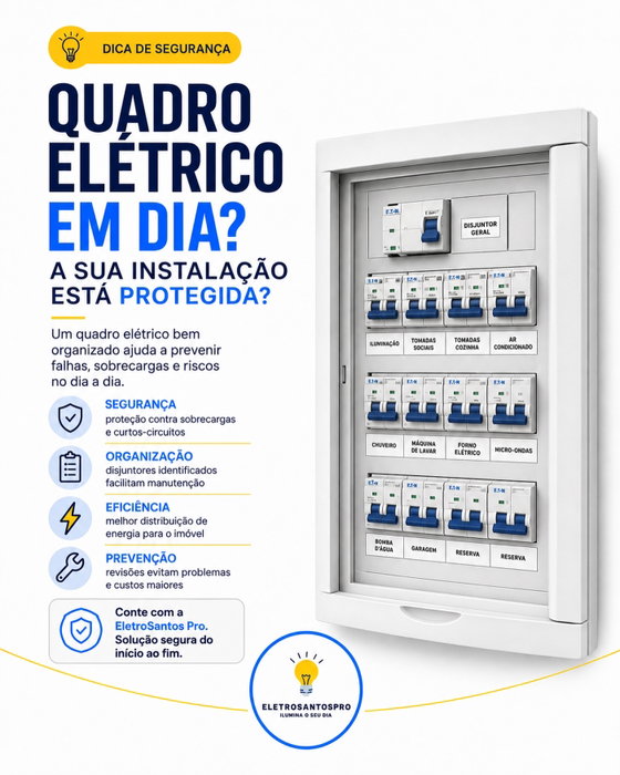O quadro elétrico é o coração da instalação da sua casa ou empresa. ⚡
Mantê-lo organizado