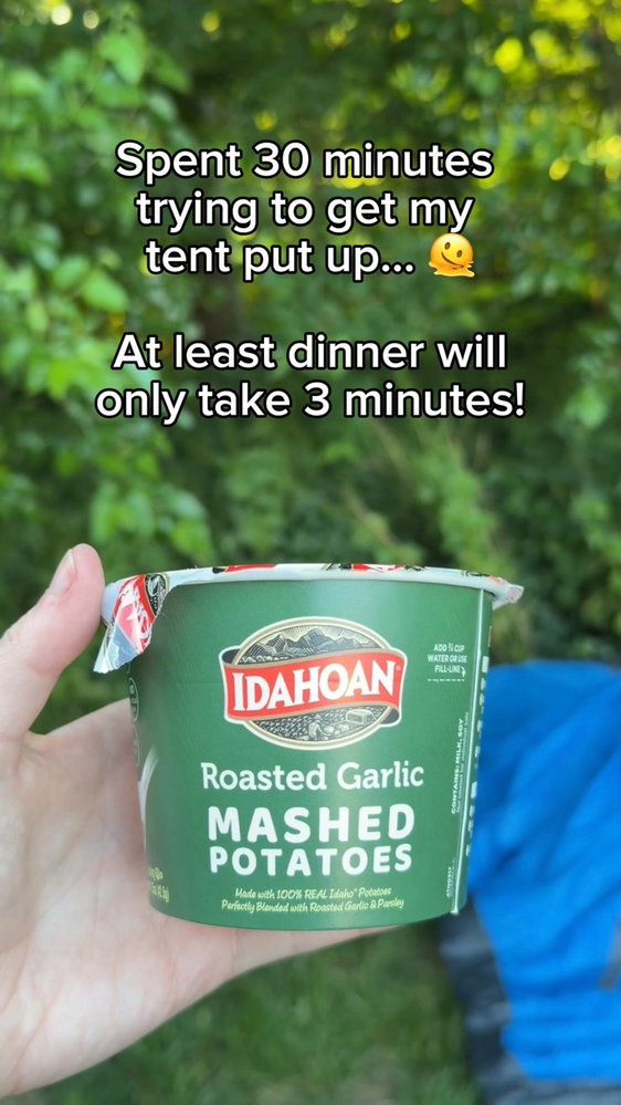 I came here to relax, not wrestle a tent and cook a complicated dinner. 😂🏕️
